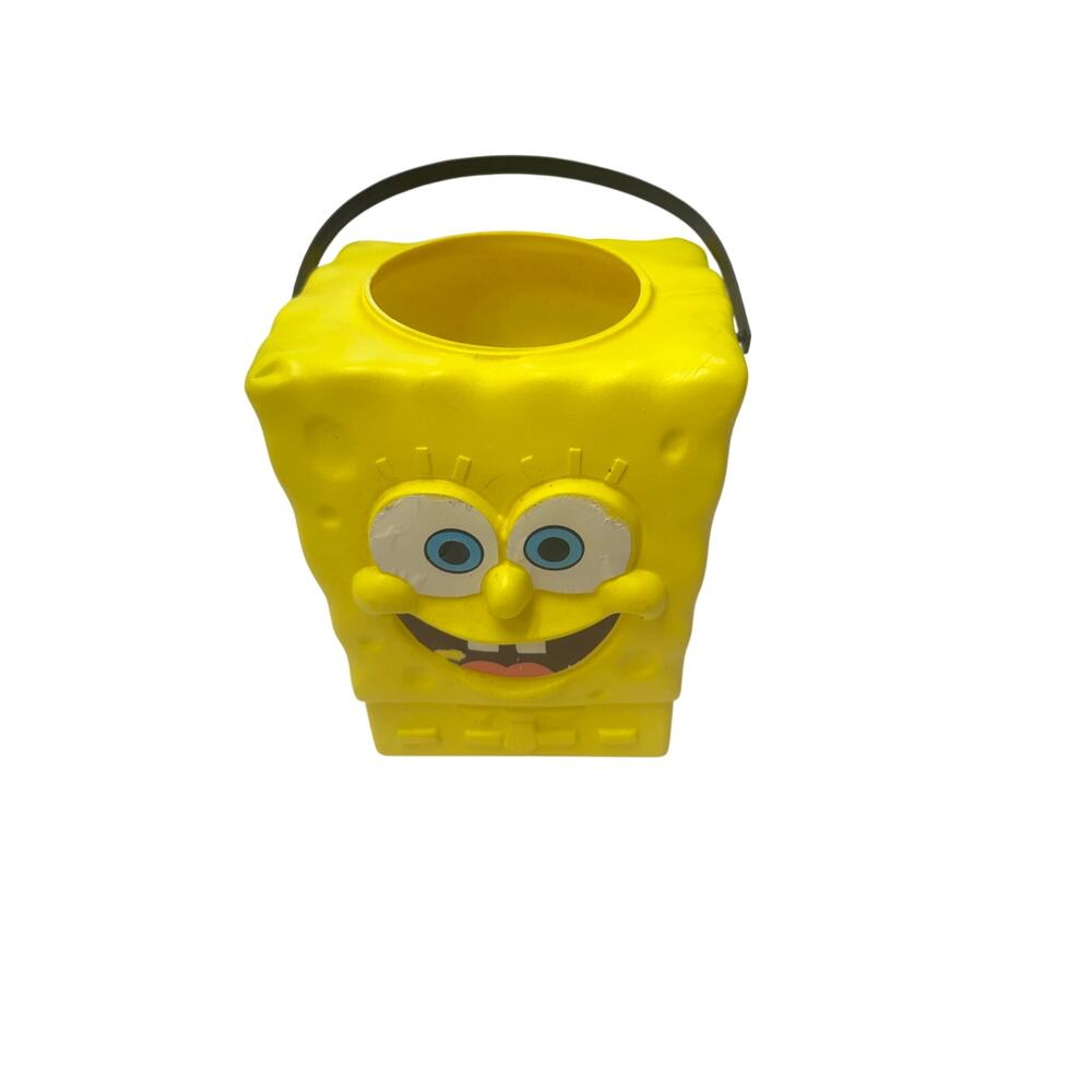 Vintage 2003 SpongeBob Squarepants Disguise Halloween Candy Pail Bucket 8”